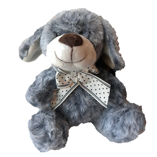 Blue Puppy Dog Stuffed Animal with Bow 7" Tall Plush Toy