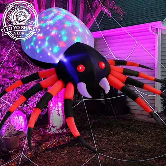 Halloween Inflatable 5 FT Halloween Spider Inflatable, Halloween Blow up Spider Halloween Spider Decoration with LED Lights Built-In, Outdoor Halloween Decorations Clearance for Halloween