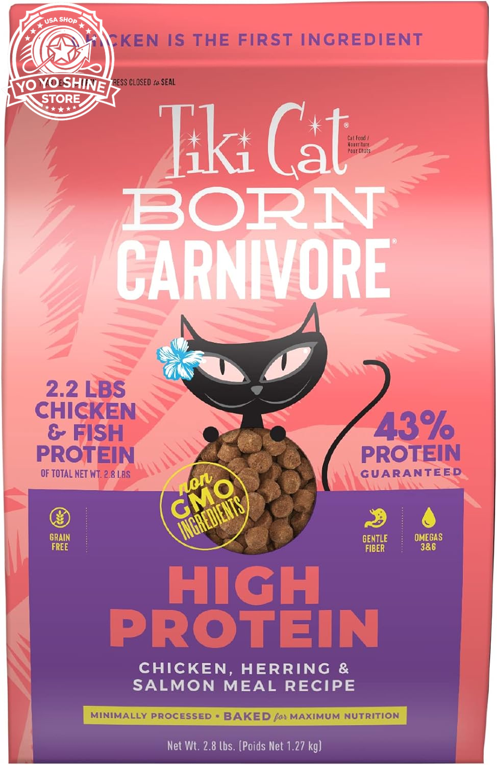 Tiki Cat Born Carnivore Dry Cat Food, Herring & Salmon Meal, 11.1 Lbs. Bag