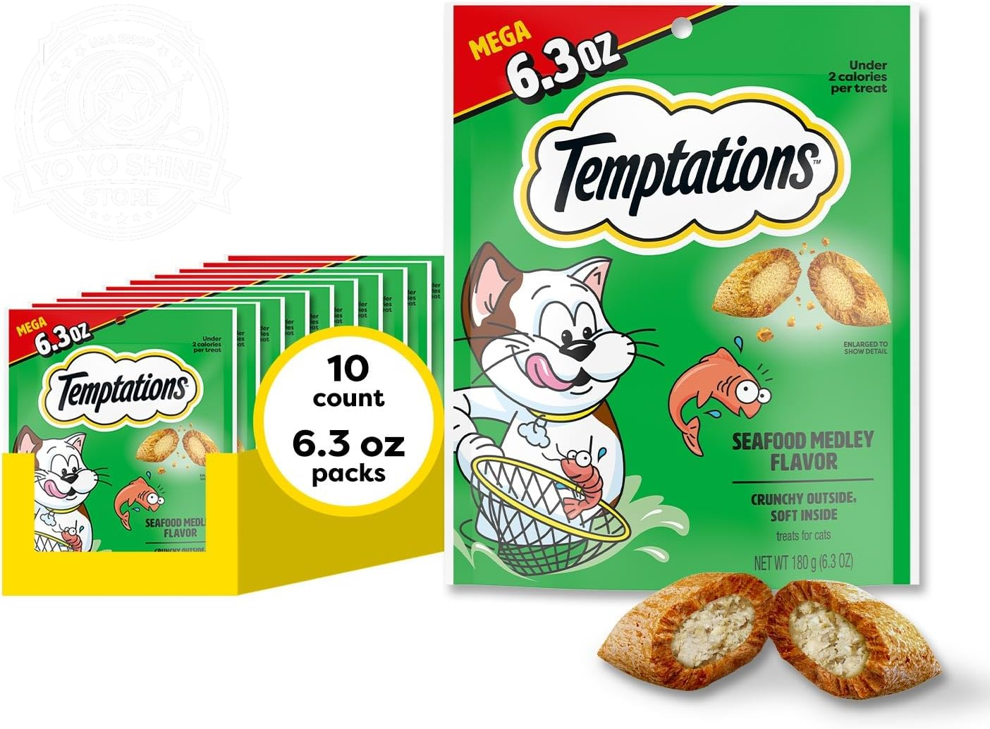 Classic Crunchy and Soft Cat Treats, Seafood Medley, 30 Oz
