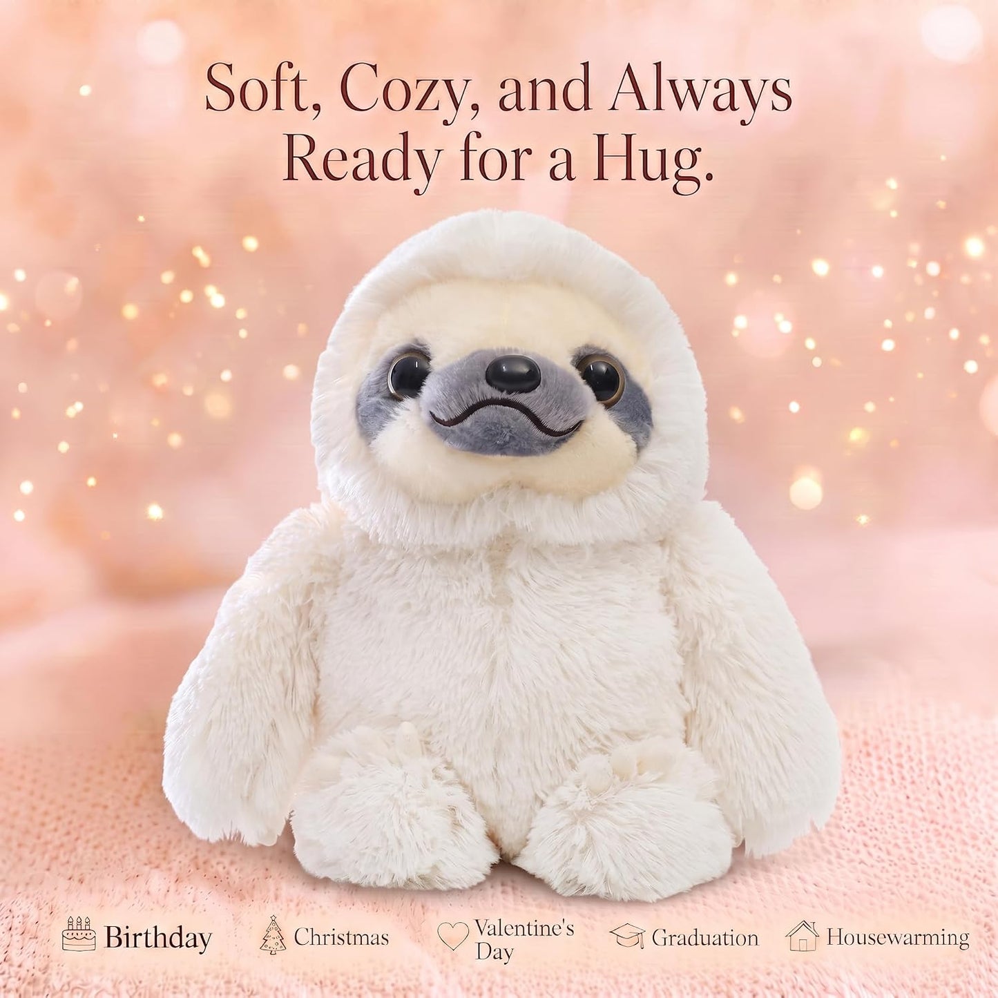 Adorable 15.7-Inch Ivory Sloth Plush Stuffed Animal - Perfect Cuddle Companion!