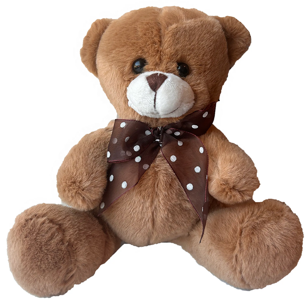 Brown Teddy Bear Plush Toy with Bow, 6" Tall