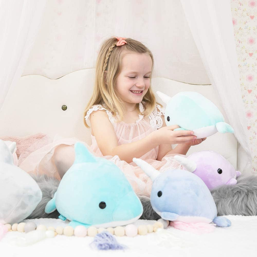Adorable Blue Narwhal Plushie - Soft Kawaii Stuffed Animal for All Ages - Cuddle Up with Cutest Narwhal Toy!