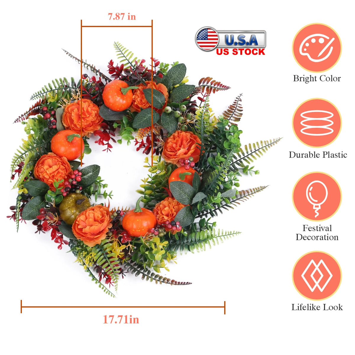 17.71IN Autumn Wreath