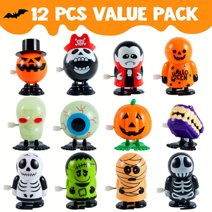 Joyfy 12 Pcs Halloween Wind up Toys for Kids,Halloween Toys Bulk Halloween Gifts Halloween Basket Halloween Accessories,Halloween Goody Bags,Halloween Treat Bag Fillers