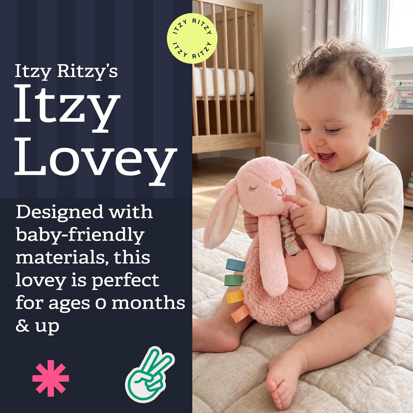 Itzy Ritzy Lovey Including Teether, Teething Relief, 0+ Months (Pink Bunny)