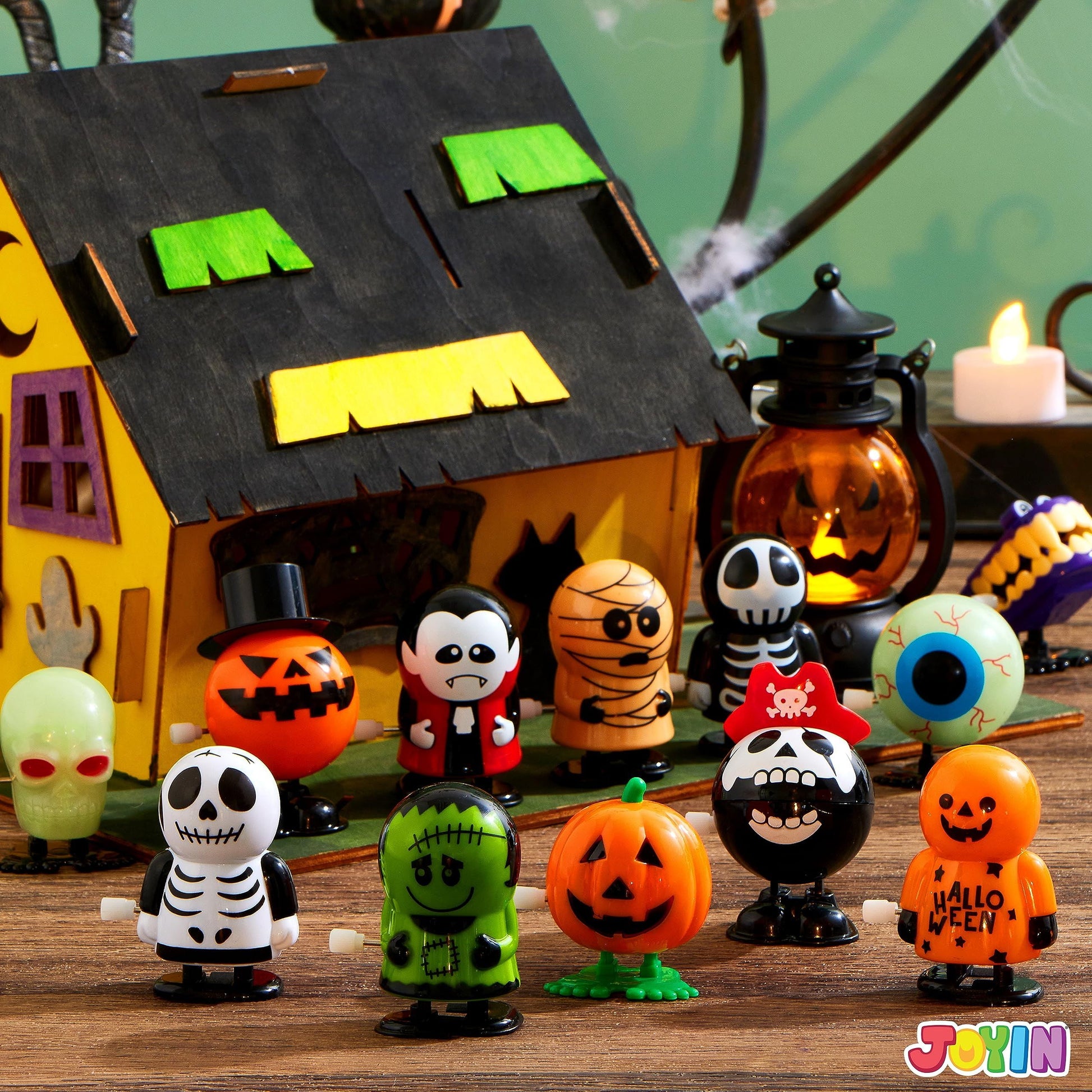 Joyfy 12 Pcs Halloween Wind up Toys for Kids,Halloween Toys Bulk Halloween Gifts Halloween Basket Halloween Accessories,Halloween Goody Bags,Halloween Treat Bag Fillers
