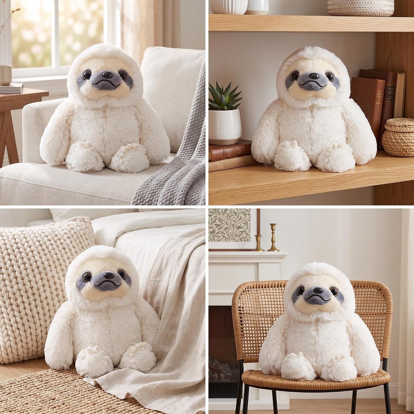 Adorable 15.7-Inch Ivory Sloth Plush Stuffed Animal - Perfect Cuddle Companion!