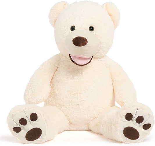 Giant 39-Inch Plush Teddy Bear with Big Footprints - Perfect Gift for Kids in Soft Beige!