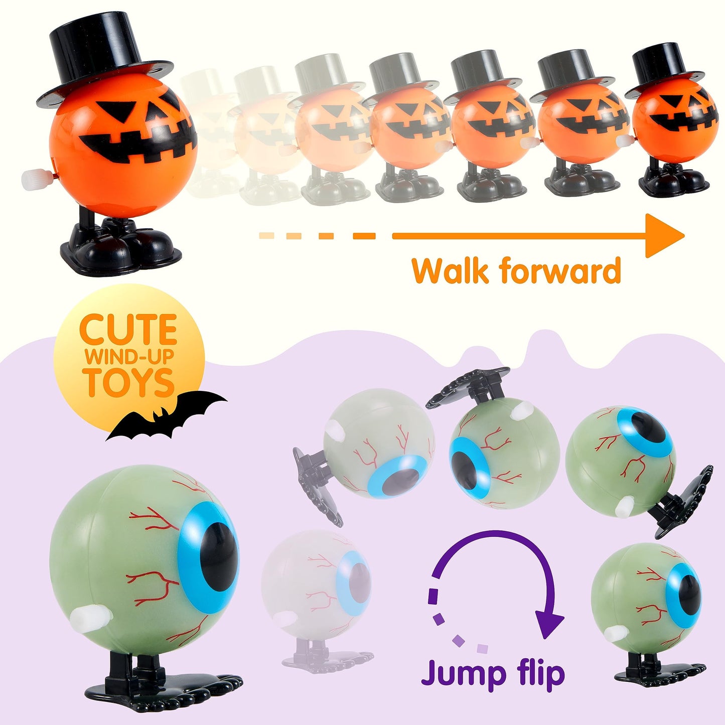 Joyfy 12 Pcs Halloween Wind up Toys for Kids,Halloween Toys Bulk Halloween Gifts Halloween Basket Halloween Accessories,Halloween Goody Bags,Halloween Treat Bag Fillers