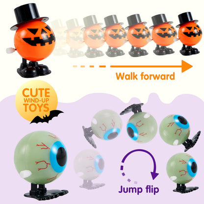 Joyfy 12 Pcs Halloween Wind up Toys for Kids,Halloween Toys Bulk Halloween Gifts Halloween Basket Halloween Accessories,Halloween Goody Bags,Halloween Treat Bag Fillers