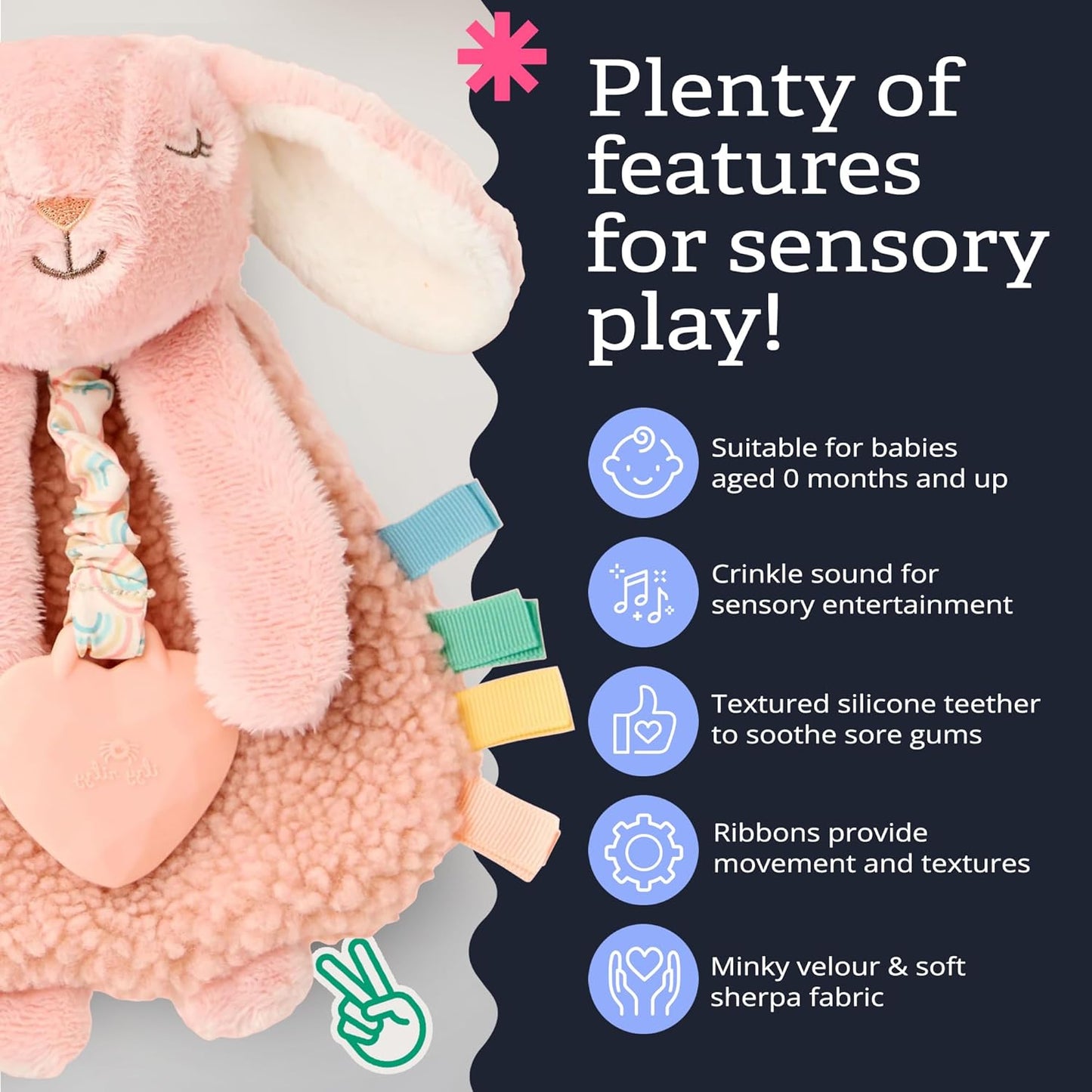 Itzy Ritzy Lovey Including Teether, Teething Relief, 0+ Months (Pink Bunny)