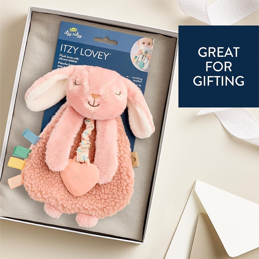 Itzy Ritzy Lovey Including Teether, Teething Relief, 0+ Months (Pink Bunny)