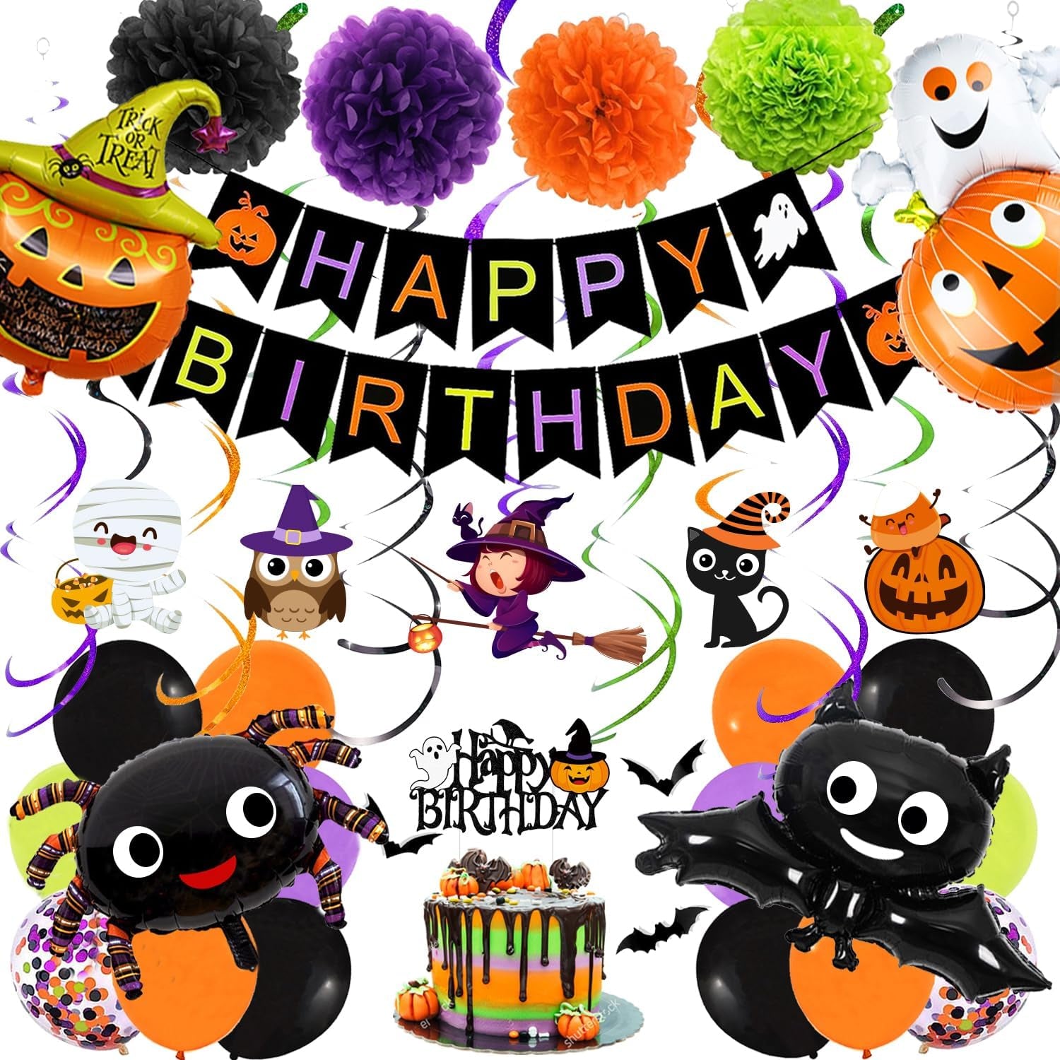 Halloween Party Decorations Halloween Birthday Party Decorations Include Halloween Birthday Banner Halloween Balloon and Halloween Birthday Cake Topper for Halloween First Birthday Decorations