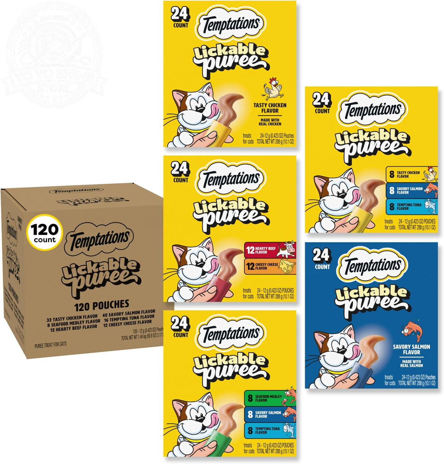 Creamy Puree Lickable Cat Treats, Beef Liver & Cheese, 24 Count