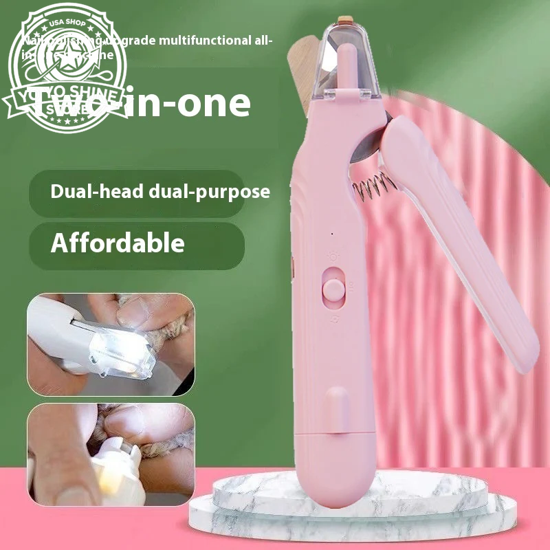 2 in 1 Pet Nail Clippers with Led Light Dog Cat Special Blood Line Scissors Multifunction Animals Paw Nail Trimmer Pet Supplies