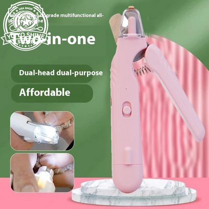 2 in 1 Pet Nail Clippers with Led Light Dog Cat Special Blood Line Scissors Multifunction Animals Paw Nail Trimmer Pet Supplies