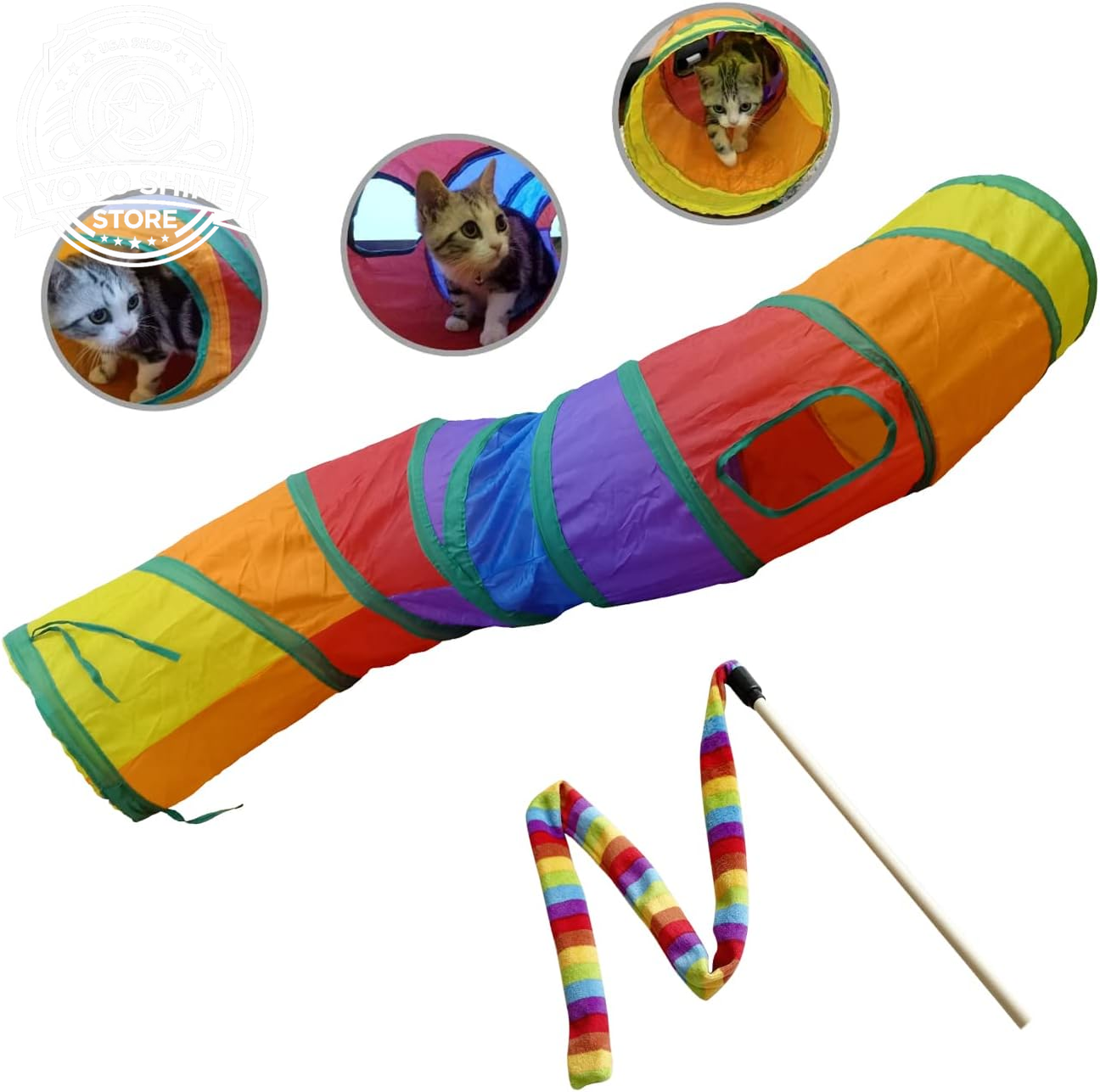 S Cat Tunnel Collapsible Pop-Up Pet Tube Hideaway Play Toy with Ball (1 Way, Black)