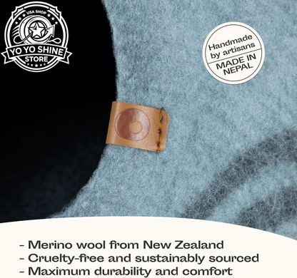 Cat Cave - Merino Wool Bed for Indoor Cats (Aquamarine, Medium)