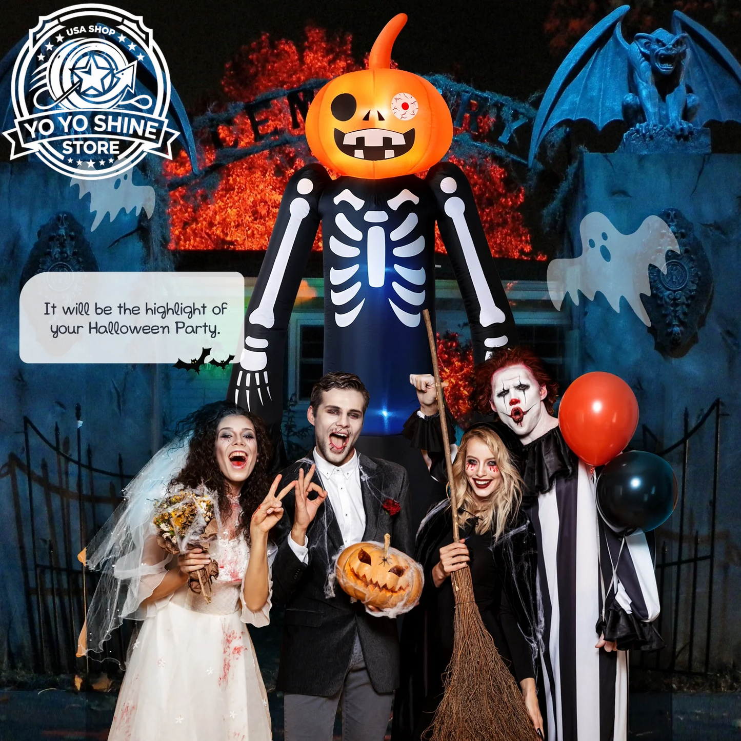 9FT Halloween Inflatables Decorations, Large Halloween Decorations Outdoor Halloween Yard Inflatables