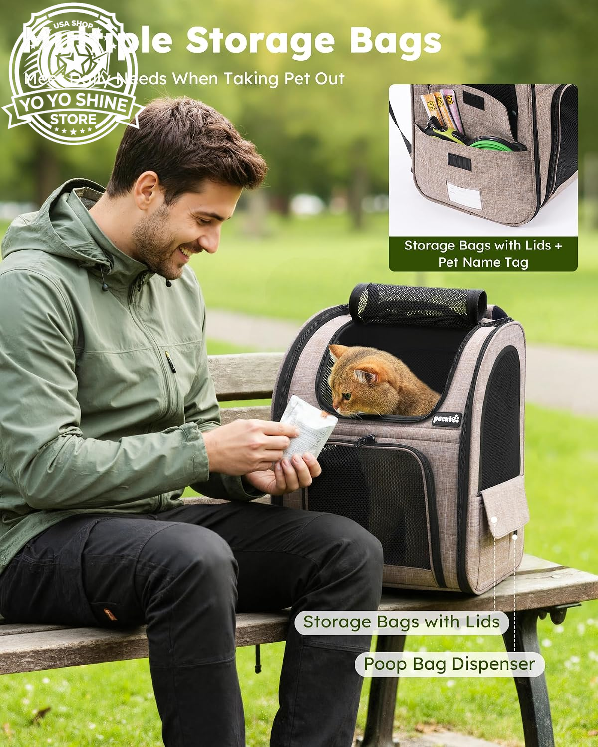 Cat Backpack Expandable, Cat Backpack for Cat with Breathable Window