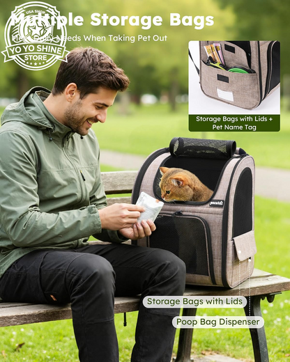 Cat Backpack Expandable, Cat Backpack for Cat with Breathable Window
