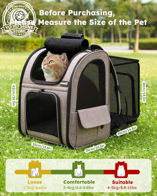Cat Backpack Expandable, Cat Backpack for Cat with Breathable Window