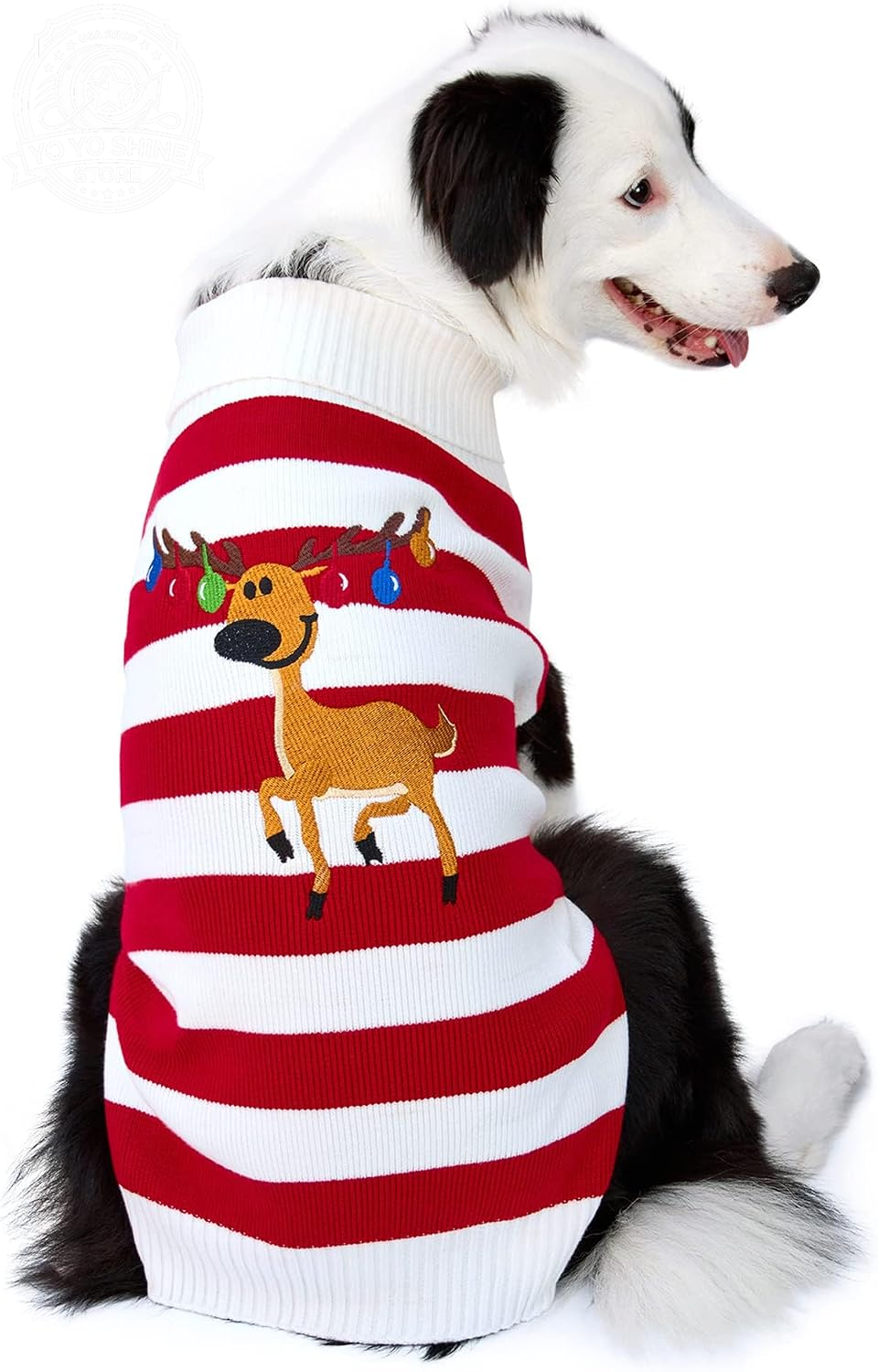 Dog Sweater Pet Christmas Elk Bells Sweaters Halloween Reindeer for Small Dog and Cat(Red,Xl)