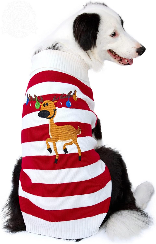 Dog Sweater Pet Christmas Elk Bells Sweaters Halloween Reindeer for Small Dog and Cat(Red,Xl)