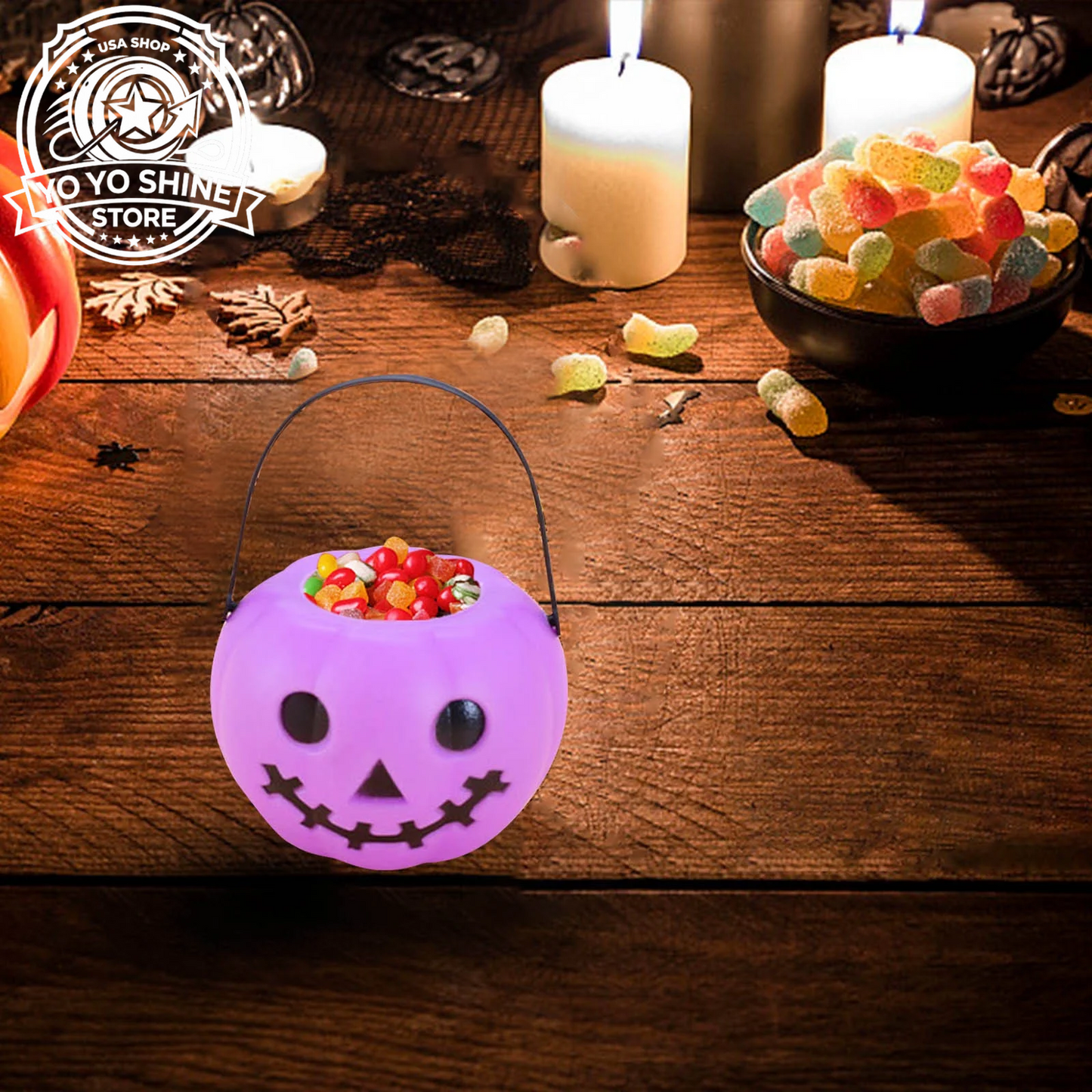 Halloween,Halloween Decorations ,Halloween Party Decorations,Halloween Pumpkin Bucket, Pumpkin Candy Bucket Plastic Lantern Bucket for Halloween Party Decorations Party Favors Purple