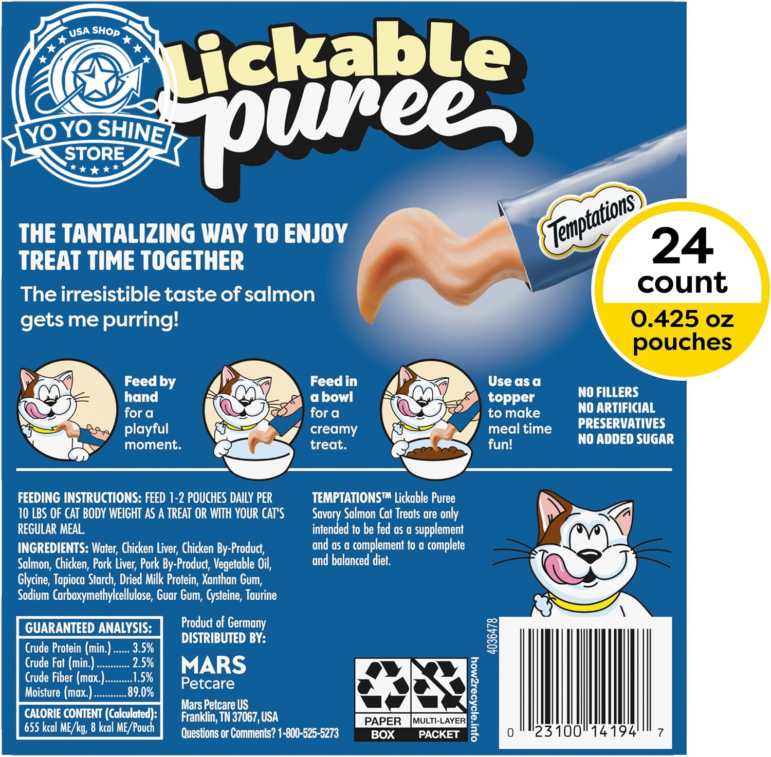 Creamy Puree Lickable Cat Treats, Salmon, 24 Count