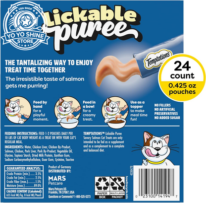 Creamy Puree Lickable Cat Treats, Salmon, 24 Count