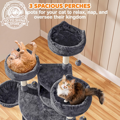 Yaheetech 69In Cat Tree Tower, 2 Condos, Scratching Posts & Cat-Ear Perches