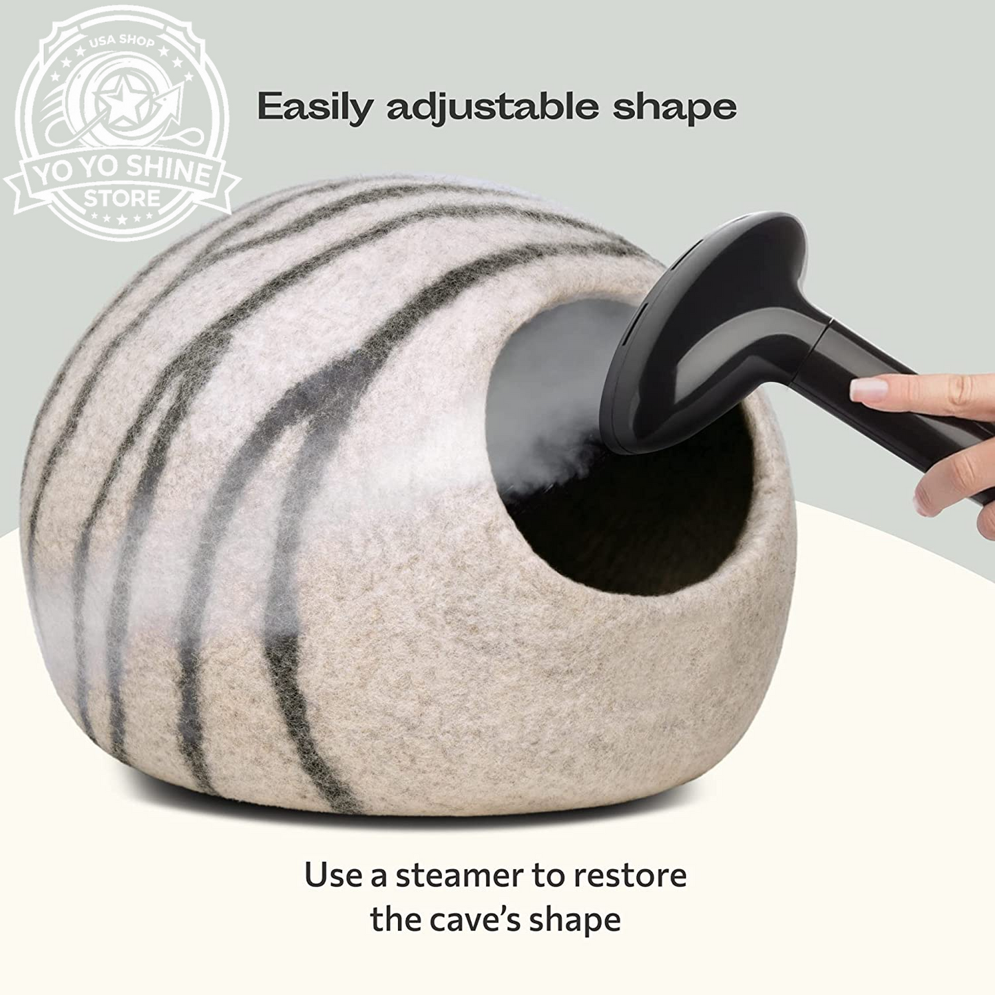 Cat Cave - Merino Wool Bed for Indoor Cats (Light Gray, Medium)