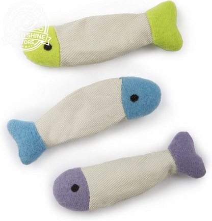 (3 Count) Fish Flop Crinkle Catnip Cat Toys - Multi Color, 3 Count