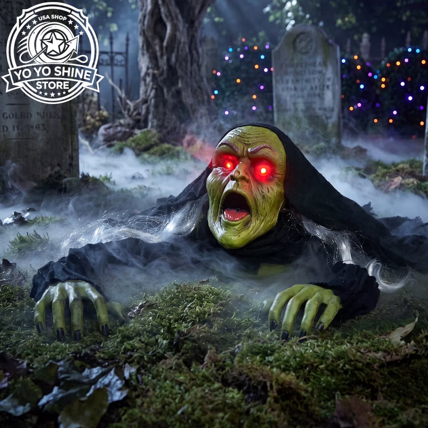Halloween Groundbreaker Halloween Decorations Zombie with Sound and Flashing Eyes,Outdoor Scary Halloween Yard Decorations