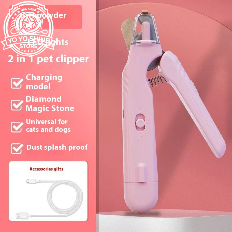 2 in 1 Pet Nail Clippers with Led Light Dog Cat Special Blood Line Scissors Multifunction Animals Paw Nail Trimmer Pet Supplies