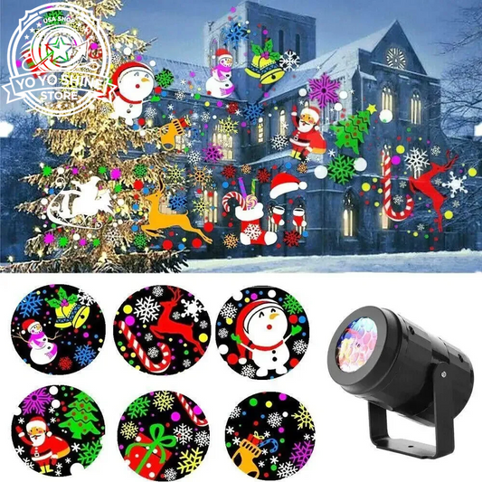 Christmas Party Lights Snowflake Projector Light Led Stage Light Rotating Xmas Pattern Outdoor Holiday Lighting Garden Christmas Decor