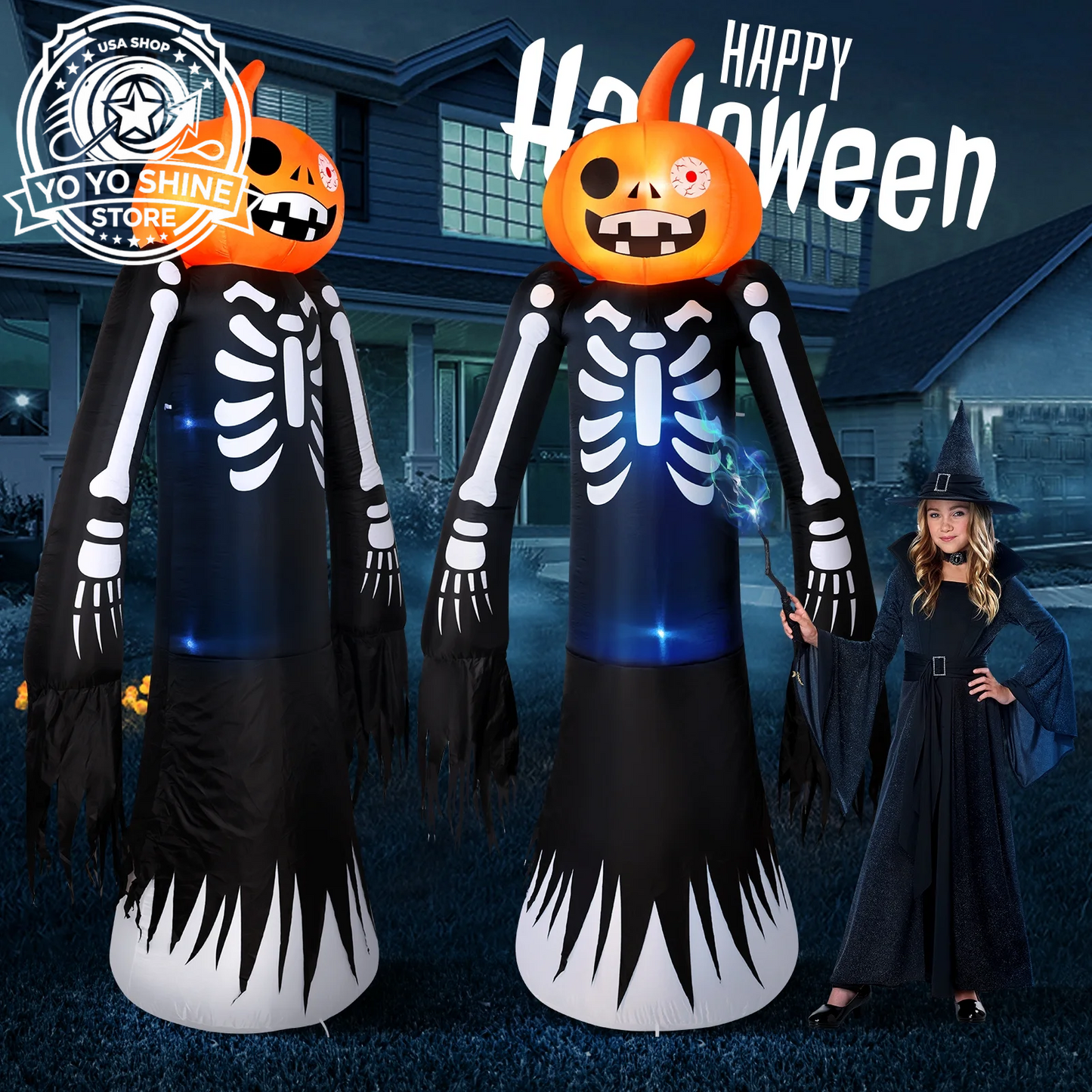 9FT Halloween Inflatables Decorations, Large Halloween Decorations Outdoor Halloween Yard Inflatables