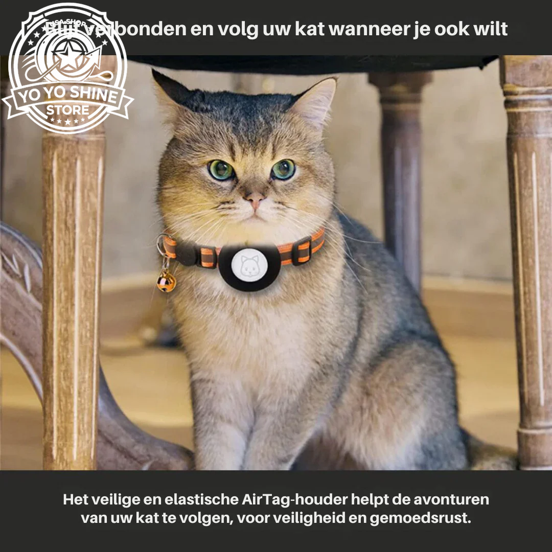 CAT GPS Tracking Collar with Quick-Release Fastener and Reflective Design for Improved Nighttime Visibility