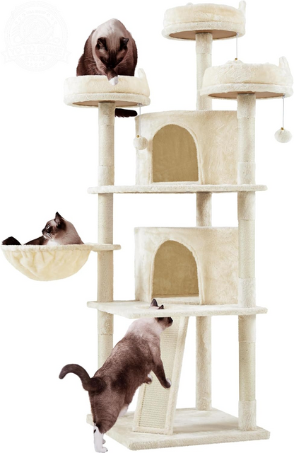 Yaheetech 69In Cat Tree Tower, 2 Condos, Scratching Posts & Cat-Ear Perches
