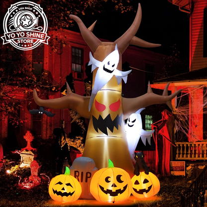 Halloween Inflatable 11.8 FT Inflatable Halloween Tree, Halloween Inflatable Tree Scary Halloween Blow up Tree with LED Lights, Outdoor Halloween Decorations Clearance for Halloween/Holiday