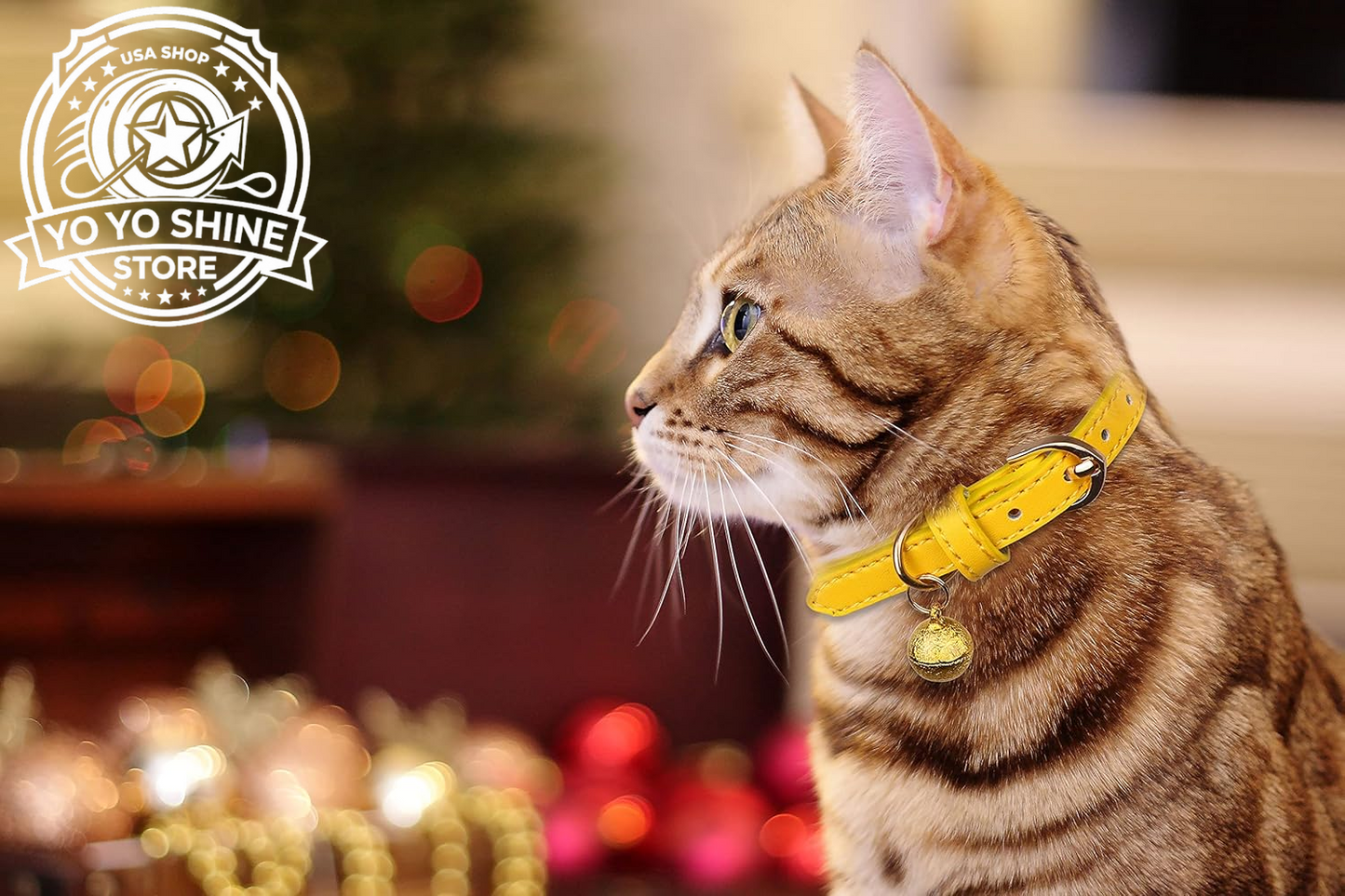 3 Pack Leather Cat Collars with Bells Soft Pet Safety Collar Kitten Collars with Bell Orange Yellow Mint Green(S)