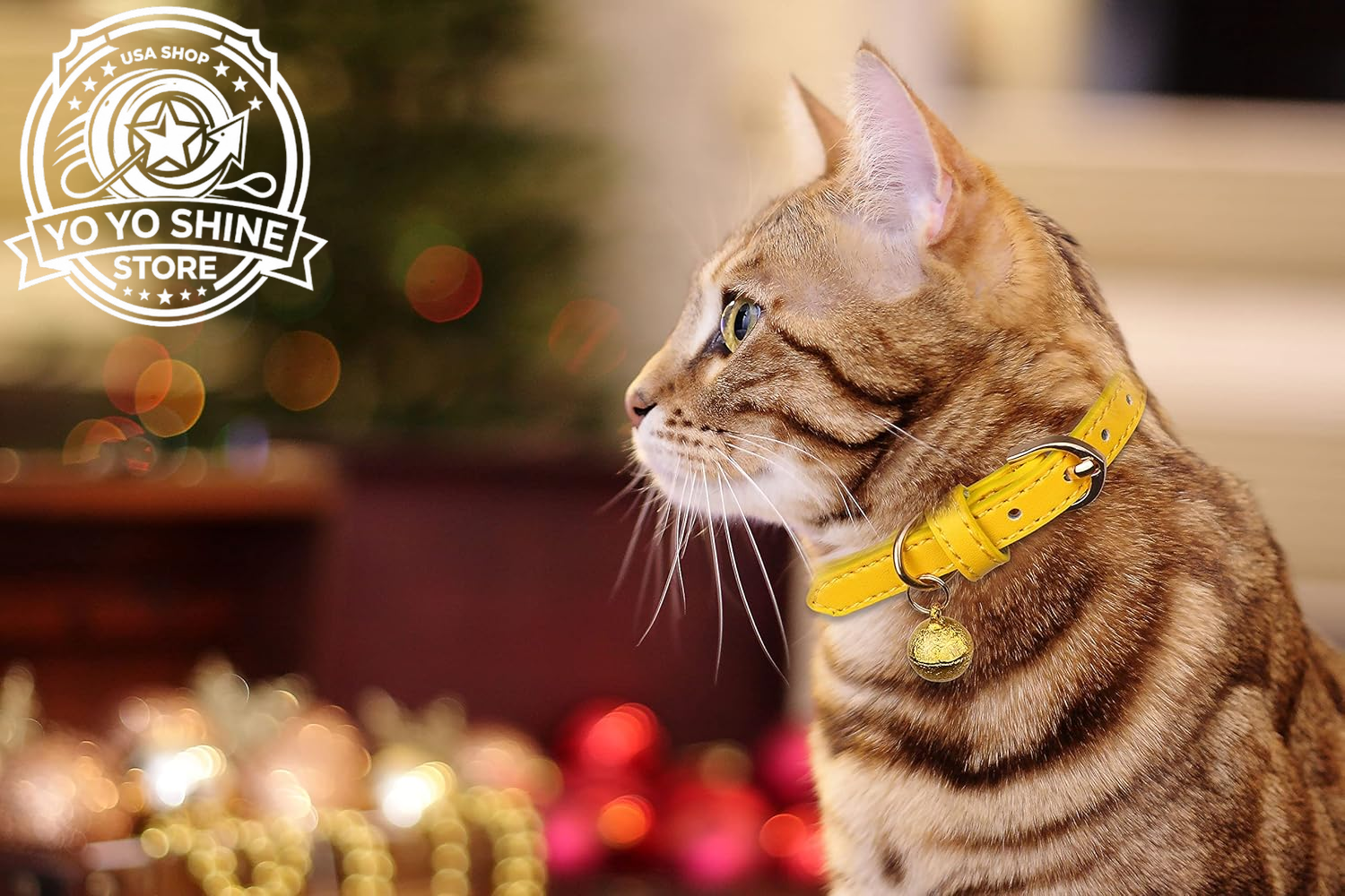 3 Pack Leather Cat Collars with Bells Soft Pet Safety Collar Kitten Collars with Bell Orange Yellow Mint Green(S)