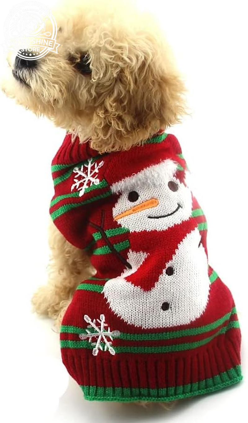 Dog Snow Sweater - Snowman Holiday Pet Clothes for Small Dogs and Cats - Christmas Xmas New Year (Snowman, M)