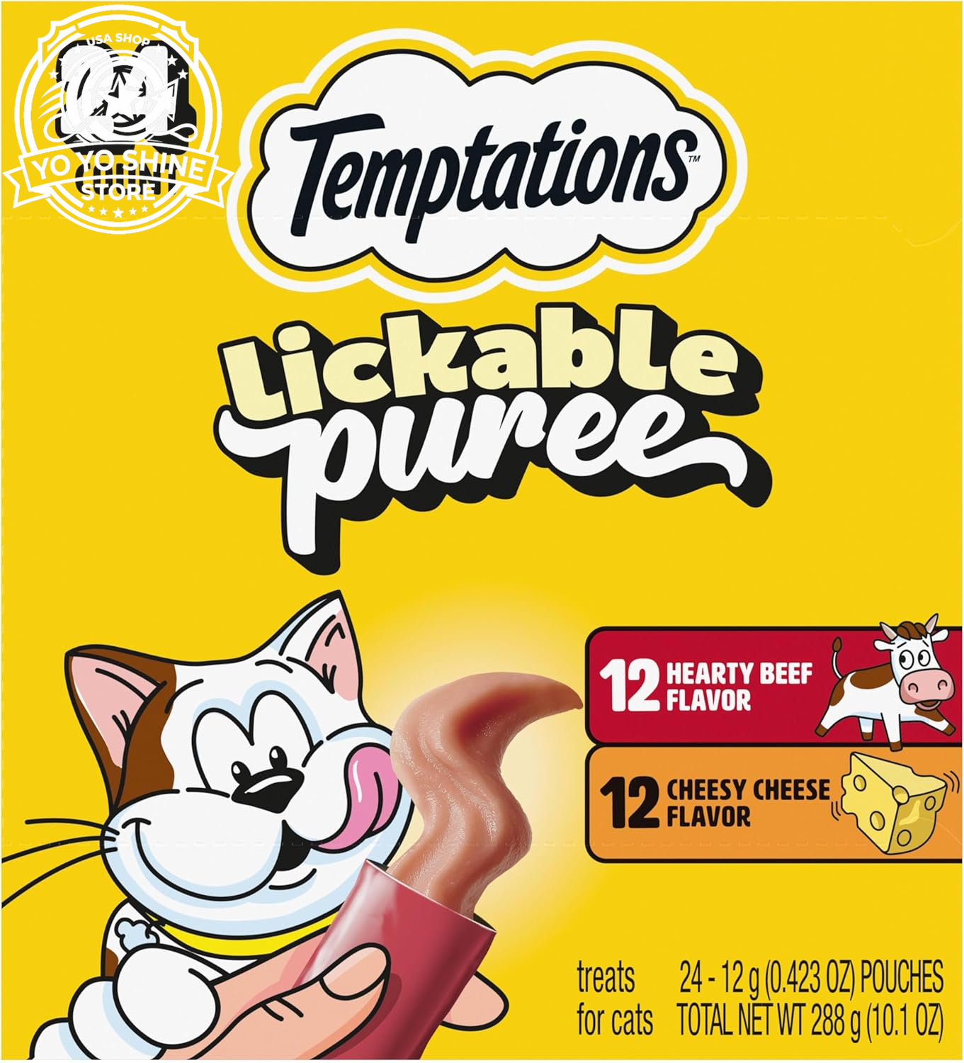 Creamy Puree Lickable Cat Treats, Beef Liver & Cheese, 24 Count