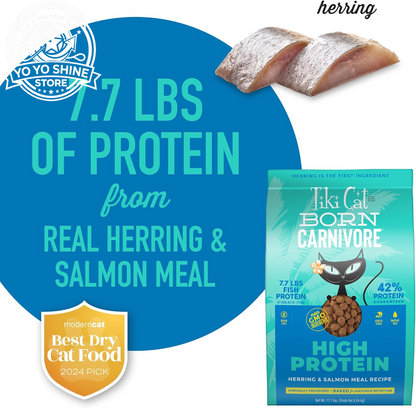 Tiki Cat Born Carnivore Dry Cat Food, Herring & Salmon Meal, 11.1 Lbs. Bag