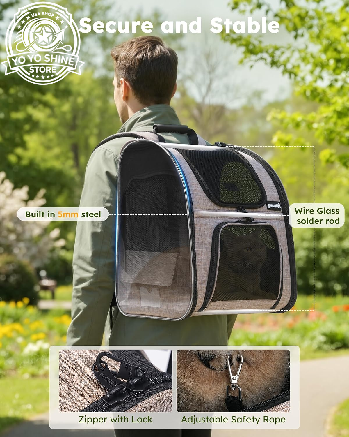 Cat Backpack Expandable, Cat Backpack for Cat with Breathable Window