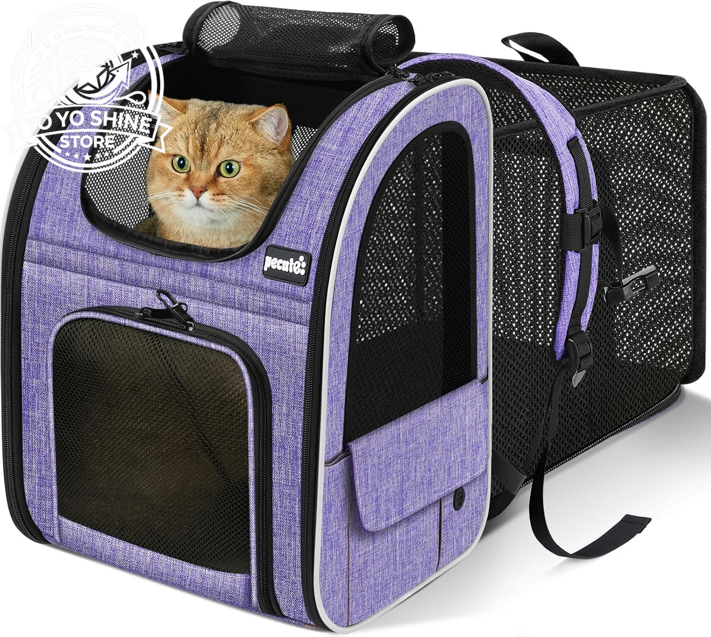 Cat Backpack Expandable, Cat Backpack for Cat with Breathable Window