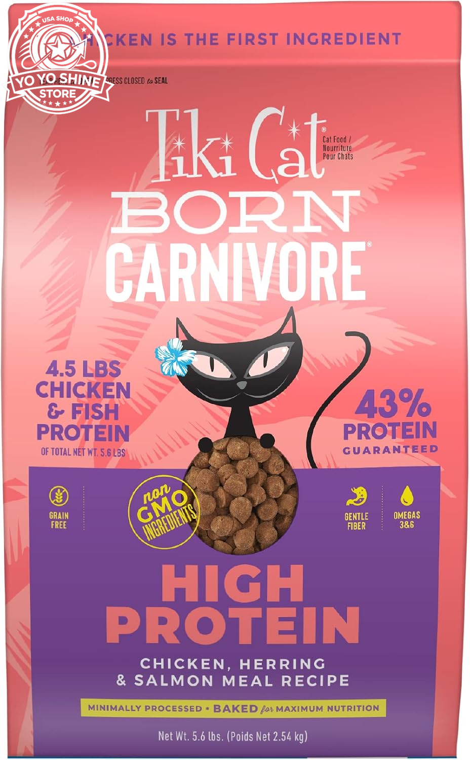 Tiki Cat Born Carnivore Dry Cat Food, Herring & Salmon Meal, 11.1 Lbs. Bag